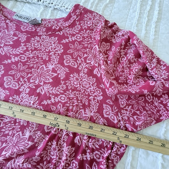 House Dress Cottage Women XL Pink Floral Lounge Peasant Porch Comfort VTG - Picture 6 of 9